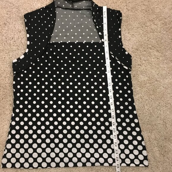 Comic Book B&W Polka Dot Shrug Shoulder Sleeveless Top - Picture 15 of 15